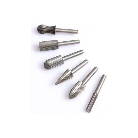 Lot de 2 jeux de 6 fraises rotatives HSS – Outil de gravure et meulage bois/métal – Tige 3 mm pour défonceuse portative et micro‑moteur (1/4)