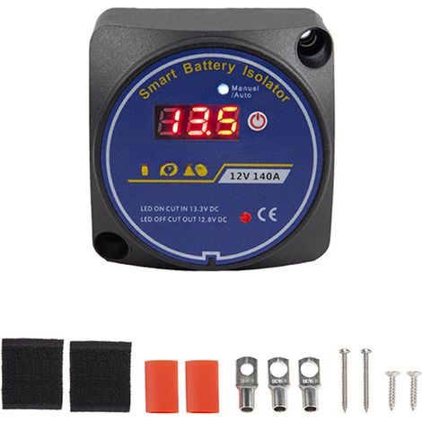 Isolateur de batterie double intelligent automobile 12 V 140 A, relais sensible à la tension (VSR), relais de recharge automatique double batterie, isolateur de batterie (1/5)