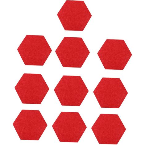 Bacheca esagonale da parete in feltro rosso, composta da 12 pezzi. (1/5)