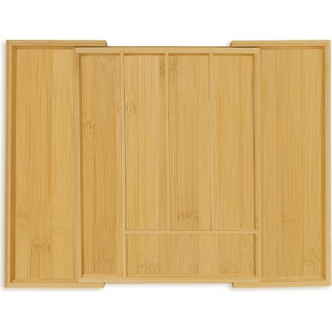 Portaposate estensibile design naturale 5 scomparti adattabile 38 x 28 x 5 cm in bambù marrone 130014404
