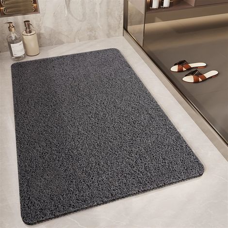 Tapis de douche pour douche intérieure gris et noir 40 x 60 cm, tapis de bain, tapis de bain en luffa pour douche, antidérapant, séchage rapide (1/5)
