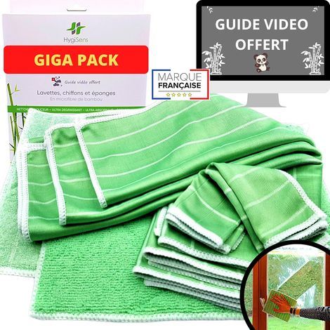 Kit of 7 XXL Bamboo Microfiber Cloths, Reusable Streak-Free Cleaning Cloths for Windows, Cars and Homes (1/5)