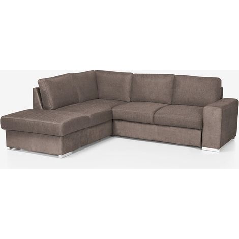 Moderner 3-Sitzer-Sofa mit linker Ottomane aus Chenille-Stoff Kuvia - Taupe (1/5)