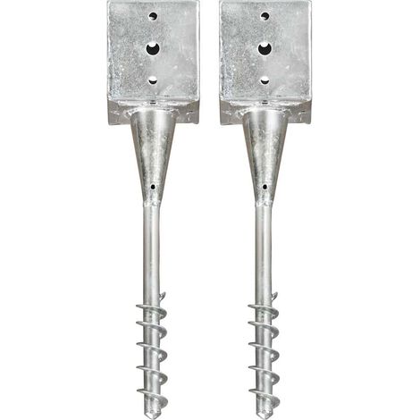 vidaXL Piquets au sol 2 pcs Argenté 12x12x56 cm Acier galvanisé (1/5)