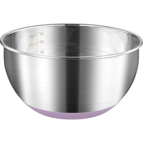 Bols à mélanger en Acier Inoxydable Bols de Cuisson Bol en métal Bol à Cuisson en Acier Inoxydable Base en Silicone Antidérapant Bol de 28cm (1/5)
