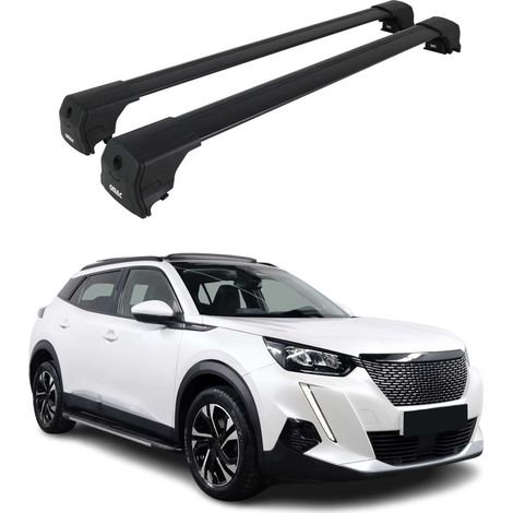 OMAC Barres de toit en aluminium pour Peugeot 2008 II 2019-2026 – City Crash – ISO/PAS 11154:2006 – Antivol inclus – Charge max 75 kg – 2 barres Noir (1/4)