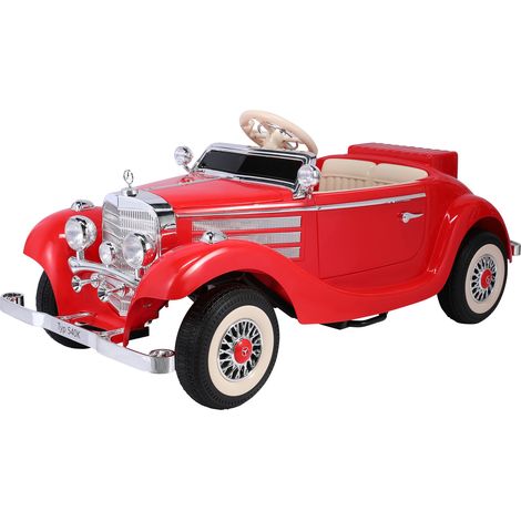 Retro Elektroauto für Kinder - HOMEMiYN - Rot - 12V Batterie - Geschwindigkeit 3-6 km/h