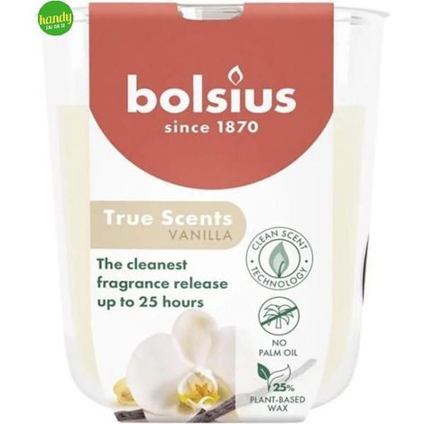 Candela vetro True Scents Bolsius Vaniglia