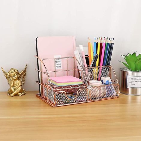 Boîte de rangement de bureau avec plateau à courrier et porte-stylo (1/2)