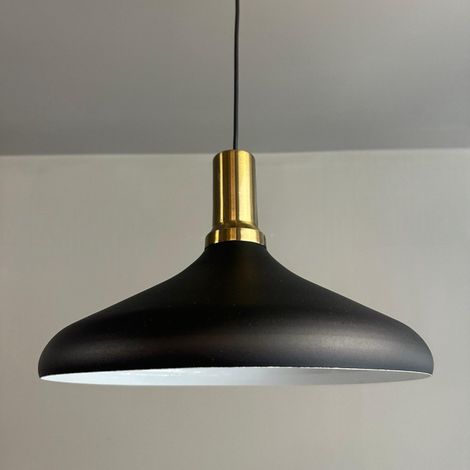 Champion Suspension Luminaire Vintage, Lustre Salon de 35 cm, Lustre Cuisine en Métal, Lampe E27 Vintage pour Chambre, Suspension Luminaire pour Salle à Manger, Couloir, Noir Blanc (1/5)