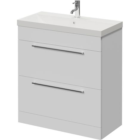 Napoli 390 Gloss White 800mm 2 Drawer Vanity Unit with Rimini Basin - 800mm - Chrome 480mm Handle