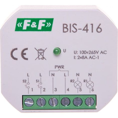 Relè a impulsi a due canali 8A 2Z 230V AC BIS-416