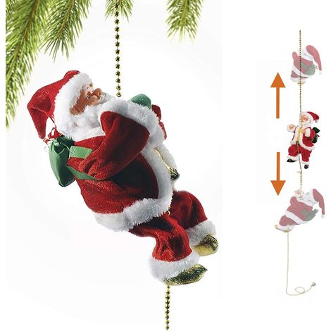 1 Décoration de Noël, Père Noël électrique animé, chaîne musicale, tissu peluche, intérieur extérieur