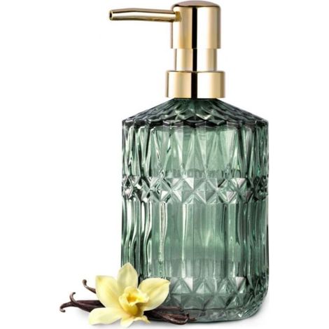 Distributeur De Savon - Verre Transparent Pompe Abs - Pour Cuisine Et Salle De Bain - 390 Ml - Vert (1/4)