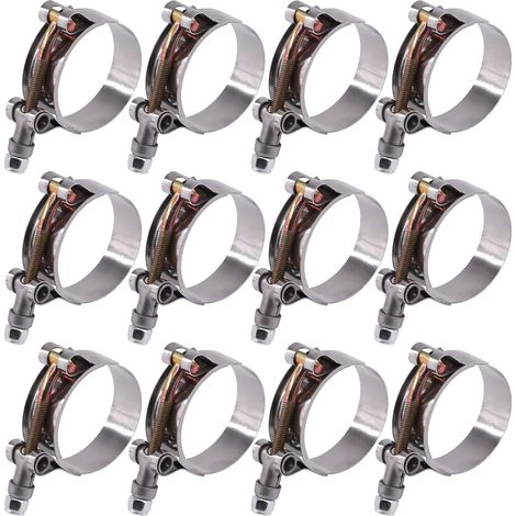 Colliers de serrage pour tuyau, 44–51 mm, acier inoxydable, T-boulon, aspiration turbo, tuyau souple, refroidisseur intermédiaire, 12 pièces (1/5)