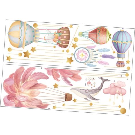 Sticker mural adhésif en PVC motif montgolfière pour la (1/5)