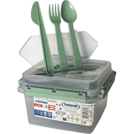 Portapranzo, contenitore per la colazione, posate 2,25L tontarelli verde qualità (1/5)