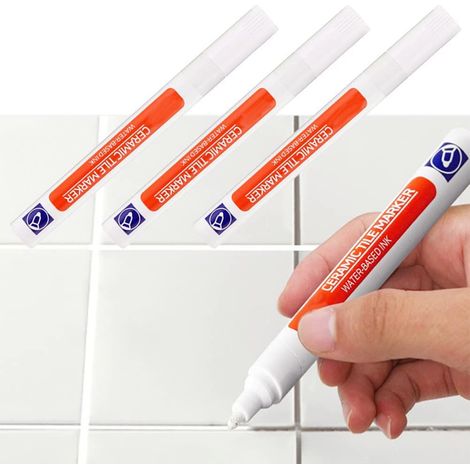 Stylo de Carrelage, Stylo à Coulis, Blanc, Marqueur Joints, 3 Pièces Stylos à Coulis de Réparation de Rénovation pour Carrelage, Sol, Cuisine et Salle de Bain (1/5)