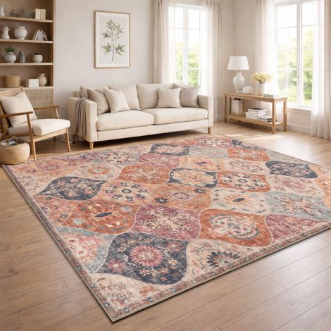 Paco Home Tapis Vintage Boho Moderne Salon Ras Court Lavable Antiderapant Multicolore 160x220 cm (1/5)