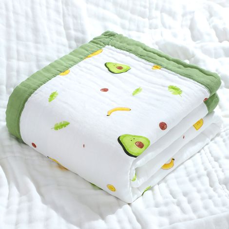 Serviette de bain bébé coton doux, motif avocat mignon, couverture respirante et lavable pour nouveau-né (1/5)