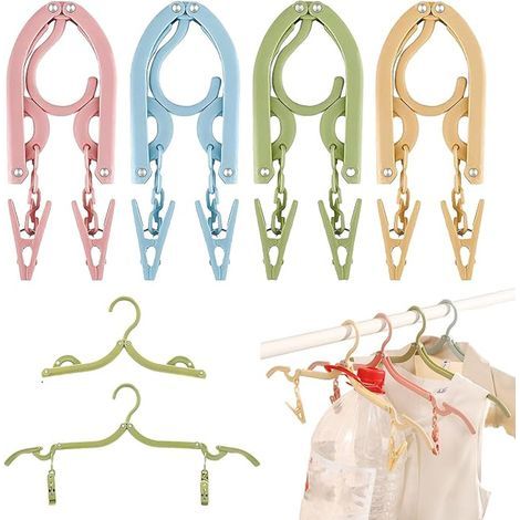 Clothes Hangers, Clothes Hangers with Clip, for Home, Hotel, Camping, Travel (1/5)