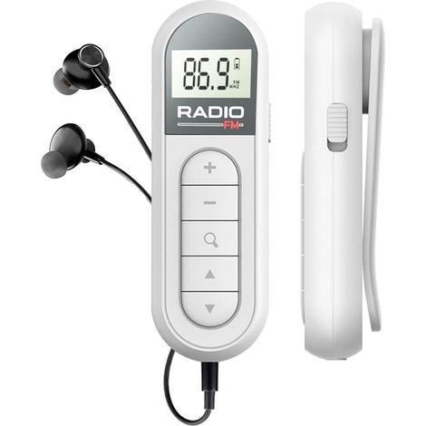 Mini Radio FM Portable Rechargeable - DSP Écran LCD Casque 300mAh Blanc (1/5)