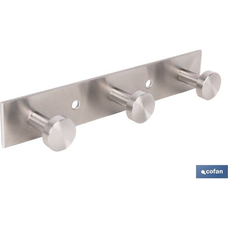 Wandgarderobe aus Edelstahl 304 mit 3 Knöpfen, 15,6 x 2,7 x 2,8 cm
