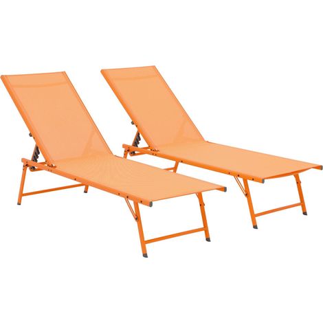 sweeek - 2er-Set Sonnenliegen aus Stahl mit Textilene, vierfach verstellbar