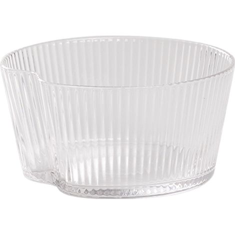 Lot De 6 Bols Handy En Verre Soufflé Transparent Avec Texture À Rainures Verticales, Design Élégant, Polyvalent Et Lavable Au Lave-Vaisselle (1/2)