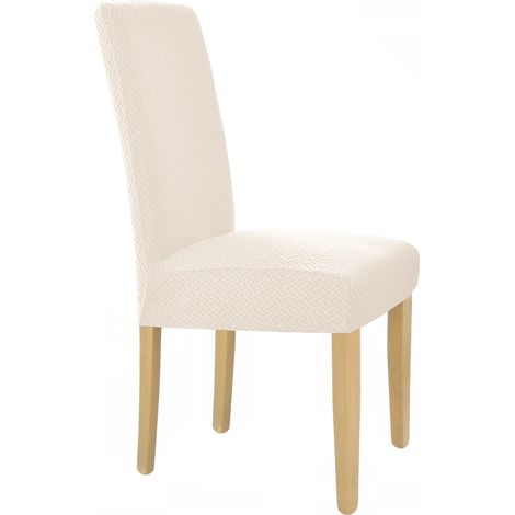 HOUSSE DE CHAISE ÉCRU JACQUARD ÉLASTIQUE [10-Z1-EC] (1/5)
