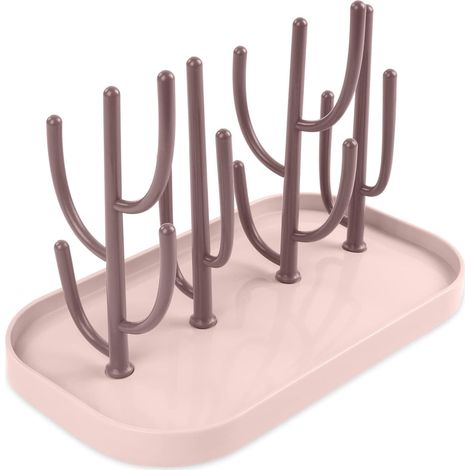 Égouttoir à Biberon,Egoutte-biberons Arbre avec Bac à Eau Amovible pour Biberon,Couverts,Tétines Gobelets(Rose) (1/5)