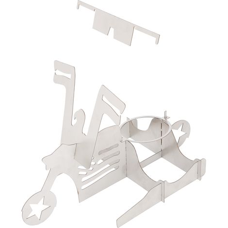 Support de rôtissoire à poulet portable en acier inoxydable, forme moto, pour barbecue et grillades (1/5)