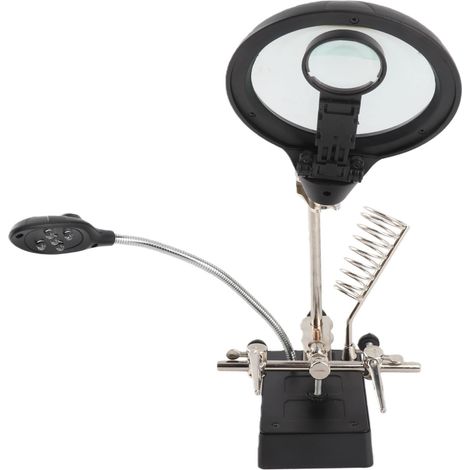 Aufstecklupe mit LED-Beleuchtung, 2,5x/7,5x/10x, schwarzer Ständer (1/5)