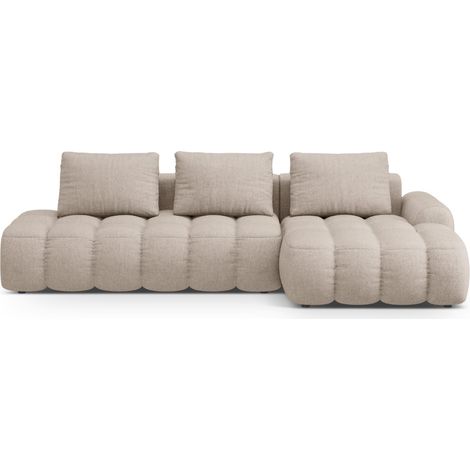 Canapé-lit d'angle droit + box 3 places tissu structurel le sable (1/5)
