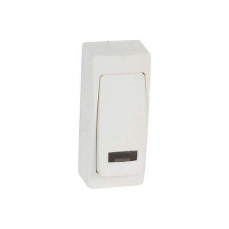 bouton poussoir à voyant saillie étroit complet blanc (1/2)