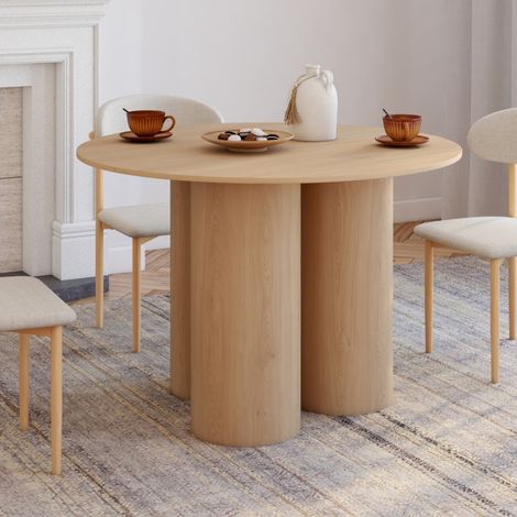 ELOISE Mesa de comedor redonda para 6 personas, haya 110 cm