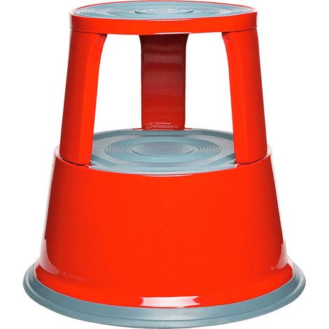BRB Rollhocker aus Stahlblech, 3 Lenkrollen, Höhe 430 mm, Tragkraft 150 kg (rot)