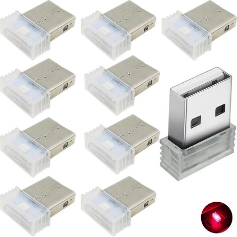 10 Pièces USB,5V d'Éclairage Ambiance Light,(Rouge)Lumières Intérieure LED de Voiture,Lumières Ambiantes d'USB (1/5)