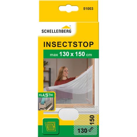 Schellenberg 51003 Zanzariera finestra, ELASTIC 130 x 150 cm, zanzariere per finestre con elementi sporgenti sull'anta della finestra, montaggio senza foratura, incl. nastro di fissaggio (1/4)