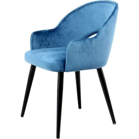 Set 2 Sedie Joris in Velluto Blu con Schienale Aperto (1/3)