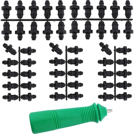 50 pièces accessoires de tuyau d'irrigation bouchon goutte à goutte d'irrigation avec outil de poinçonnage 1 pièce pour fournitures de tuyau d'arrosage de jardin (1/5)