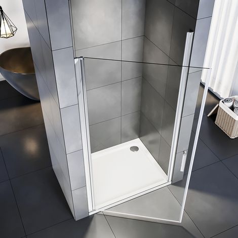 SIRHONA Porte de Douche 90 x 185 cm pivotante extensible verre trempé 6mm Joint de bas étanche,SIRHONA
