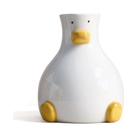 Vase à fleurs blanc moderne orné d'un canard original, Décoration de table ronde et esthétique, Vase artistique 20cm (1/5)