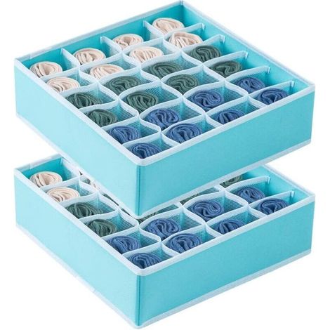 Organiseur de tiroir pliable en tissu Oxford à 24 compartiments pour chaussettes (1/4)