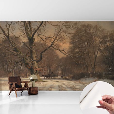 Carta da parati adesiva - lavabile - decorazione murale - per cucina - pellicola decorativa Paesaggio invernale 416x254 cm (1/5)