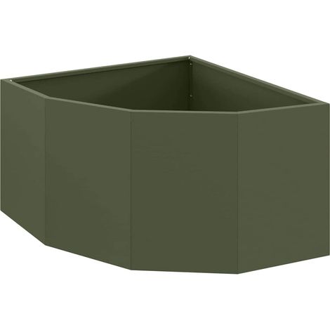 Corner Planter Olive green 60 x 60 x 35 cm Steel vidaXL