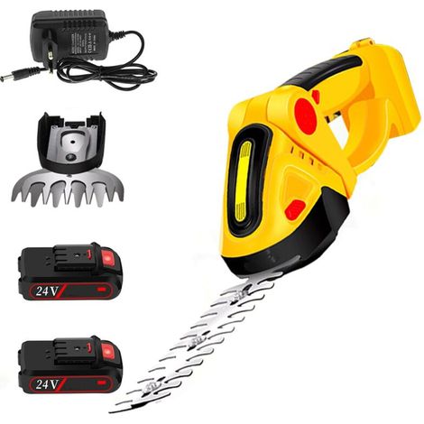 Taille-haie sans fil 24V - Coupe-herbe électrique - Kit avec batterie et chargeur - Pour pelouse et jardin