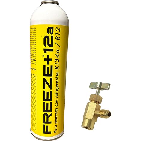 FREEZE +12A 420g Sustituto Orgánico R134a R12 Incluye Válvula de Servicio Gas Ecológico de Alta Eficiencia (1/5)