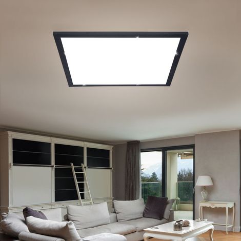 Deckenlampe mit Sternenhimmel  Glitzer Deckenleuchte Sternenlampe Decke, Metall weiß graphit opal, 1x LED 12W 750Lm 3000K, HxLxB 6x30x30 cm
