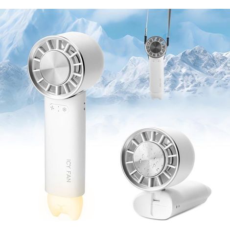 Mini ventilateur de climatiseur portatif, mode de refroidissement de glace avec vent à 3 vitesses, ventilateurs personnels recharge (1/4)